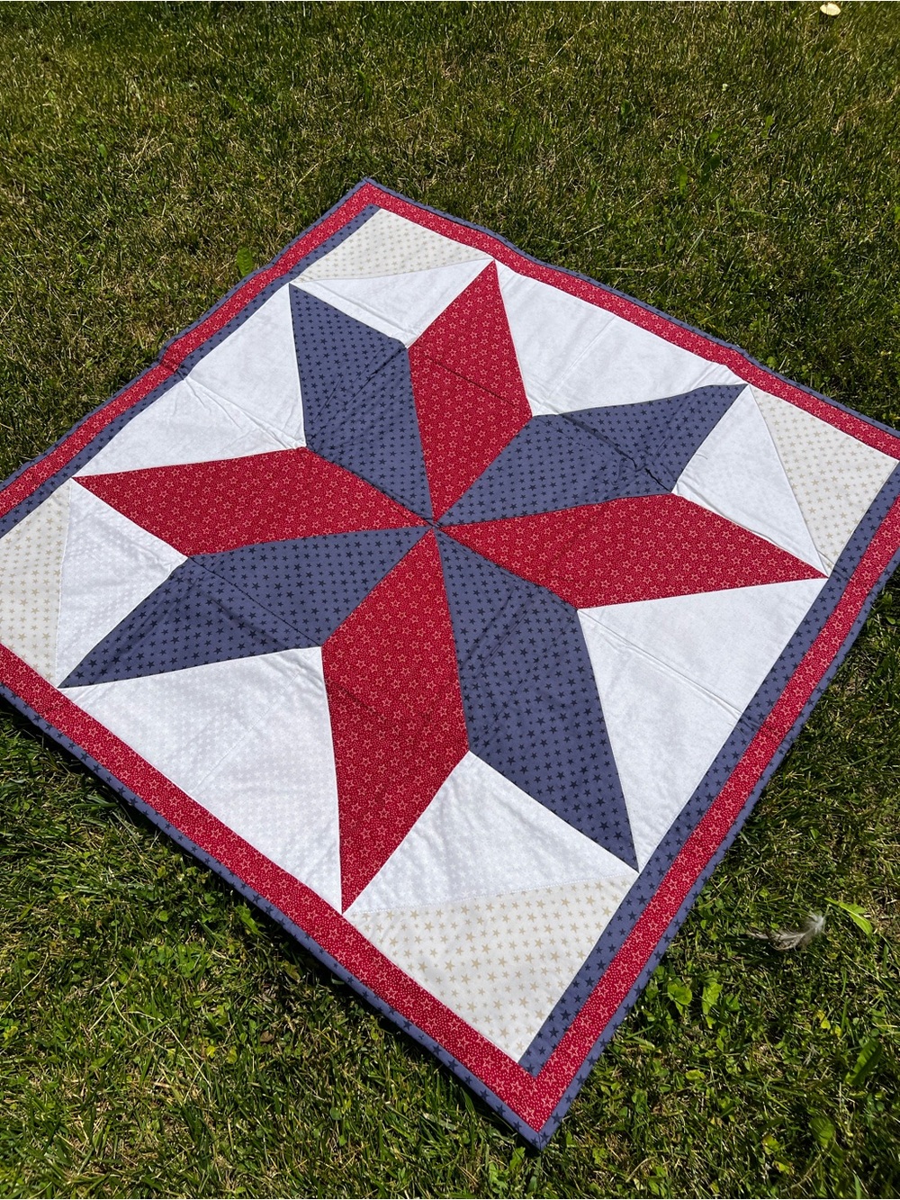 Vintage Primitive Americana Handmade Star Mini Quilt